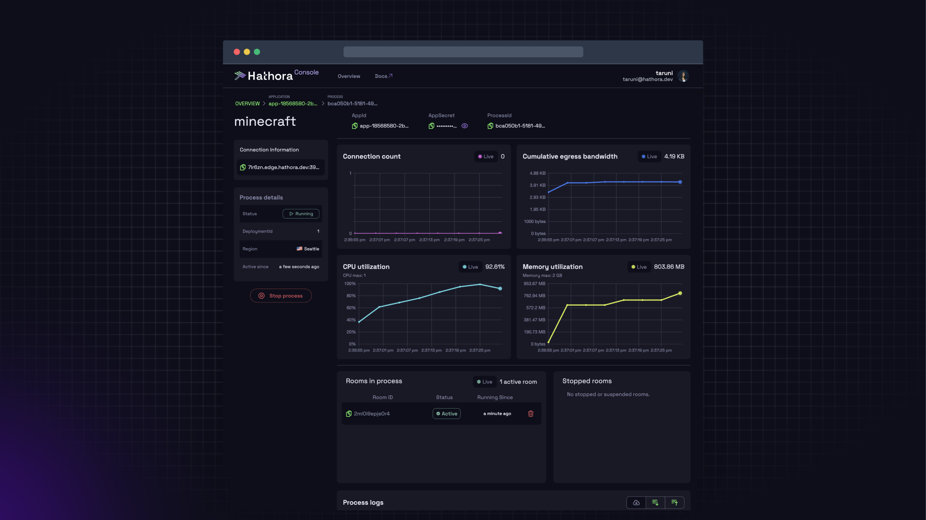 Hathora Console Dashboard